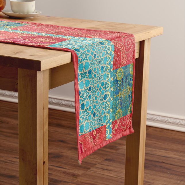 ORIENTAL Red Turquoise - Tablecloth, Runner Kurzer Tischläufer (Beispiel)