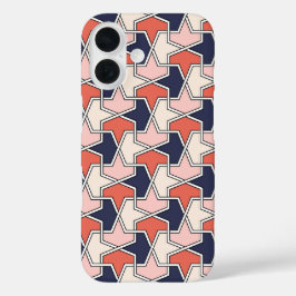 Oriental Red White Blue Geometric Arrows Pattern iPhone 16 Hülle