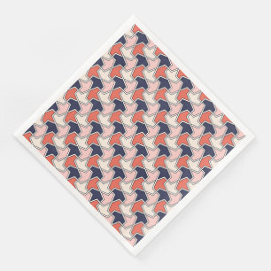 Oriental Red White Blue Geometric Arrows Pattern Serviette