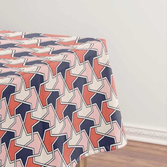 Oriental Red White Blue Geometric Arrows Pattern Tischdecke (Beispiel)