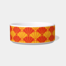 Oriental Red Yellow Kiku Chrysanthemum Mon Pattern Napf