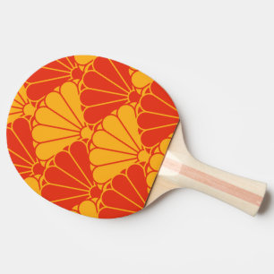 Oriental Red Yellow Kiku Chrysanthemum Mon Pattern Tischtennis Schläger