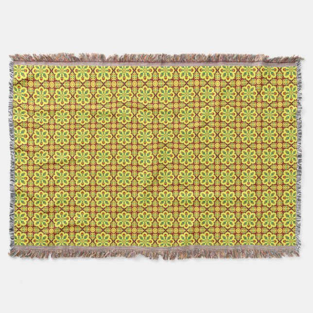 Oriental Red Yellow Ottoman Turkish Tulip Pattern Decke (Vorderseite)
