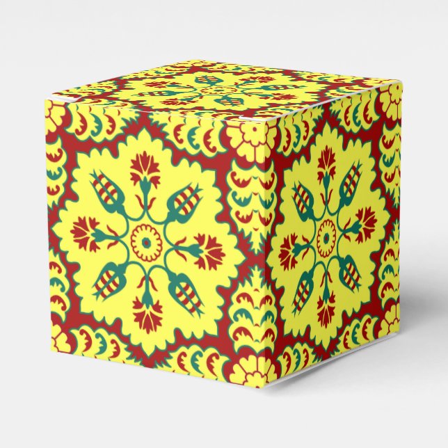 Oriental Red Yellow Ottoman Turkish Tulip Pattern Geschenkschachtel (Vorderseite)