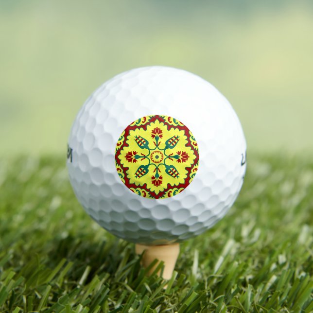 Oriental Red Yellow Ottoman Turkish Tulip Pattern Golfball (Insitu T-Shirt)