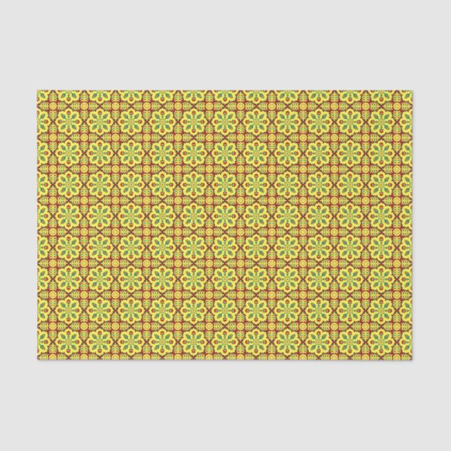 Oriental Red Yellow Ottoman Turkish Tulip Pattern Seidenpapier (Vorderseite)