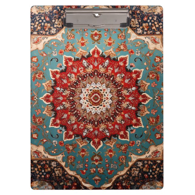 Oriental Retro Persian Muster Red Cream Blue Klemmbrett (Vorderseite)