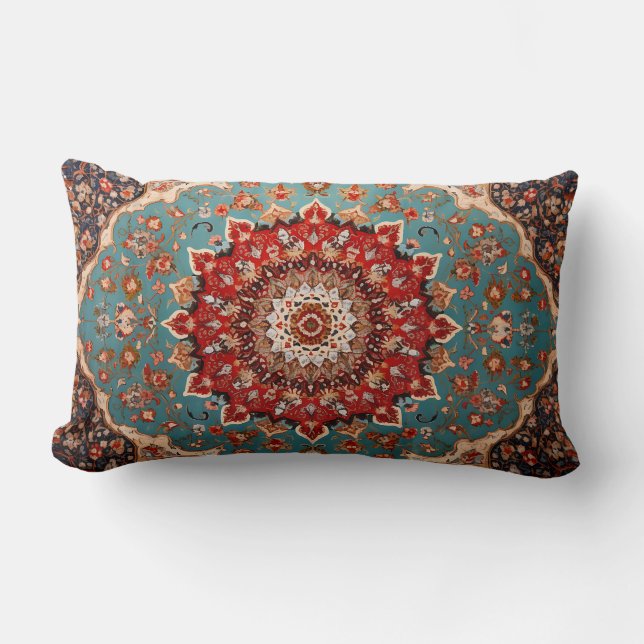 Oriental Retro Persian Muster Red Cream Blue Lendenkissen (Vorderseite)