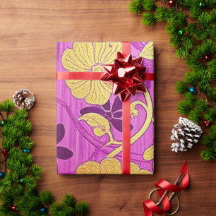 ORIENTAL Rosa Goldmuster - Geschenkpapier