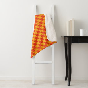 Oriental Rotgelbe Kiku Chrysantheme Mon-Muster Sherpadecke
