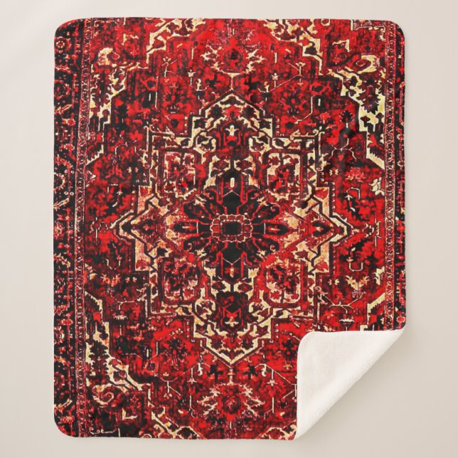 Oriental rug design in  dark red   sherpadecke (Vorderseite)