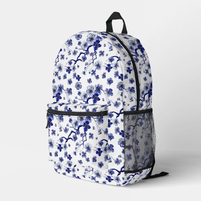 Oriental Sakura Branch Pattern Bedruckter Rucksack (Rückseitige Ecke Rechts)