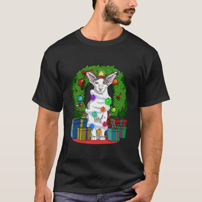 Oriental Shorthair Cat Tree X-Mas Santa T-Shirt (Vorderseite)