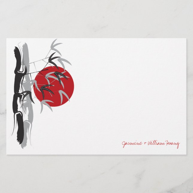 Oriental Sunrise Zen Bamboo Garden Asian Wedding Briefpapier (Vorderseite)
