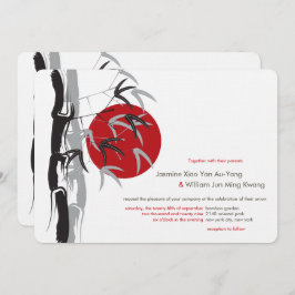 Oriental Sunrise Zen Bamboo Garden Asian Wedding Einladung