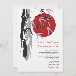 Oriental Sunrise Zen Bamboo Garden Asian Wedding Einladung