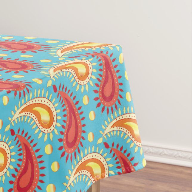 Oriental Turquoise Orange Persian Paisley Pattern Tischdecke (Beispiel)