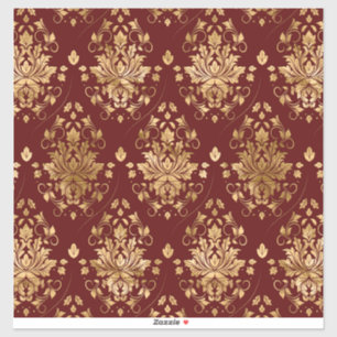 Oriental Vintag Damask Muster - Rot und Gold Aufkleber