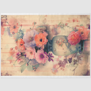 Oriental Vintag Vase & Floral Japanisch Seidenpapier