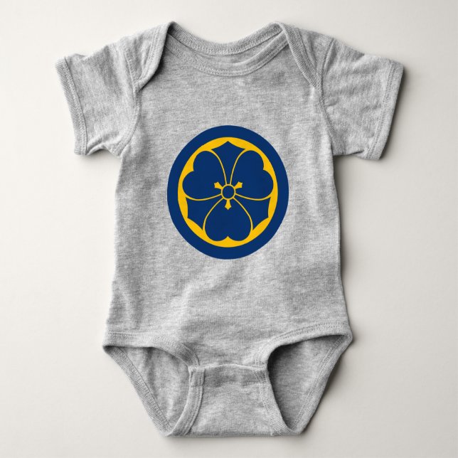 Oriental Yellow Blue Sakai Japan Mon Vector Art Baby Strampler (Vorderseite)