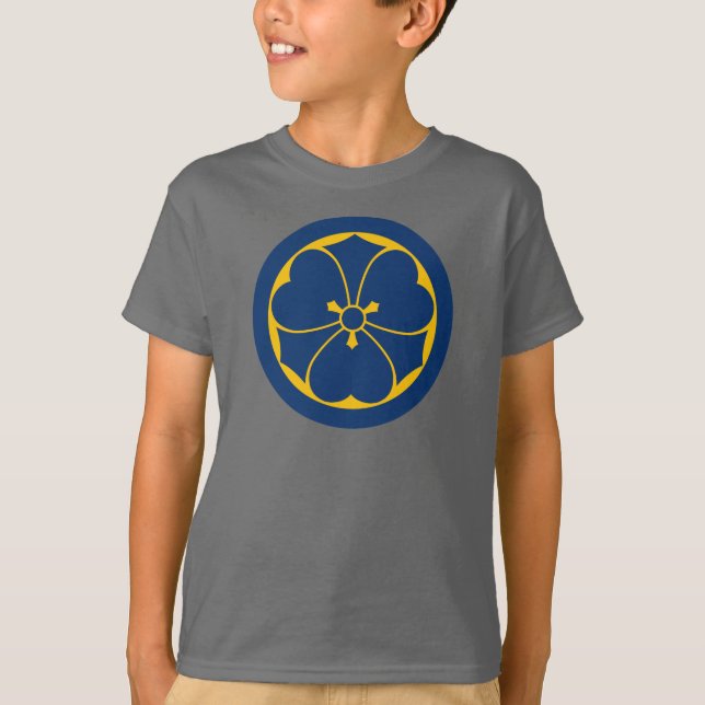 Oriental Yellow Blue Sakai Japan Mon Vector Art T-Shirt (Vorderseite)