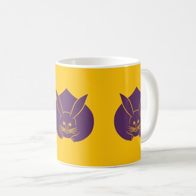 Oriental Yellow Lila Japan Rabbit Mon Vector Art Kaffeetasse (VorderseiteRechts)