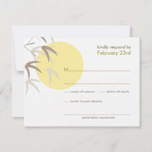 Oriental Yellow Sunrise Bamboo Zen RSVP Karte