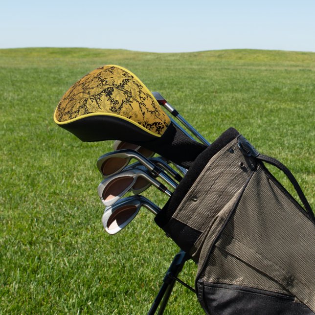 Orientale Blume Golden Floral Golf Headcover (In SItu)