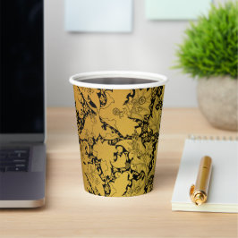 Orientale Blume Golden Floral Pappbecher