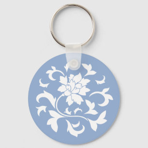 Orientale Blume - Serenity Blue Circular Muster Schlüsselanhänger