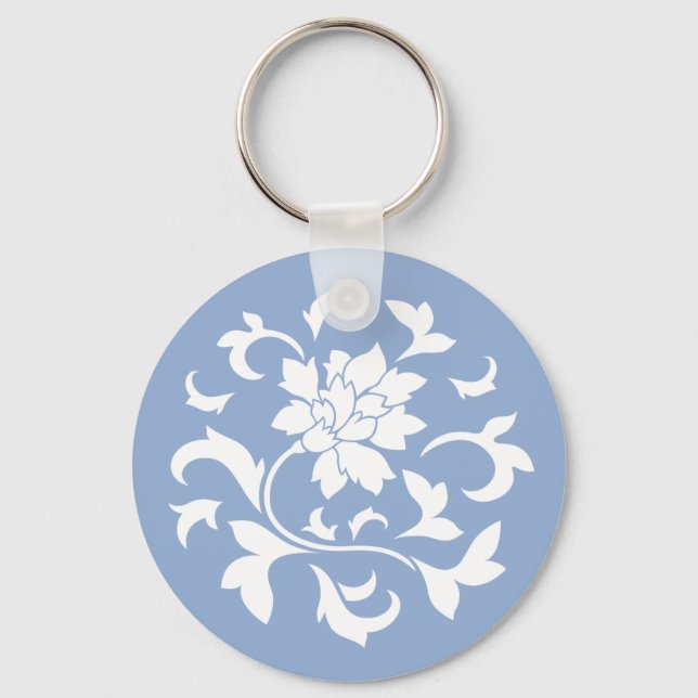Orientale Blume - Serenity Blue Circular Pattern Schlüsselanhänger (Vorderseite)