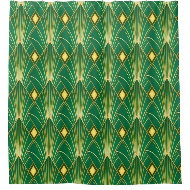Orientale Eleganz: Art Deco Wallpaper Duschvorhang (Vorderseite)