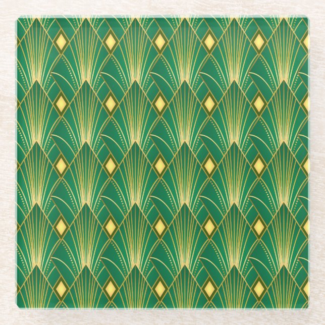 Orientale Eleganz: Art Deco Wallpaper Glasuntersetzer (Vorderseite)