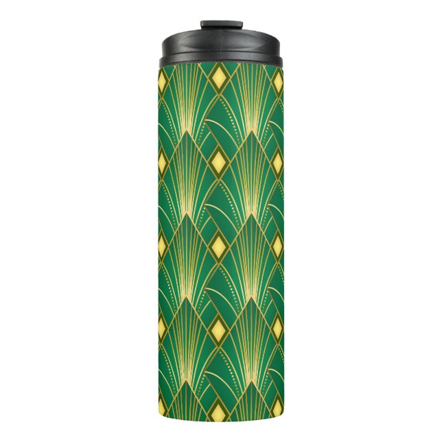Orientale Eleganz: Art Deco Wallpaper Thermosbecher (Vorderseite)