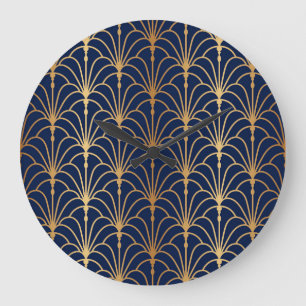 Orientale Eleganz: Goldenes Lüftermuster Große Wanduhr