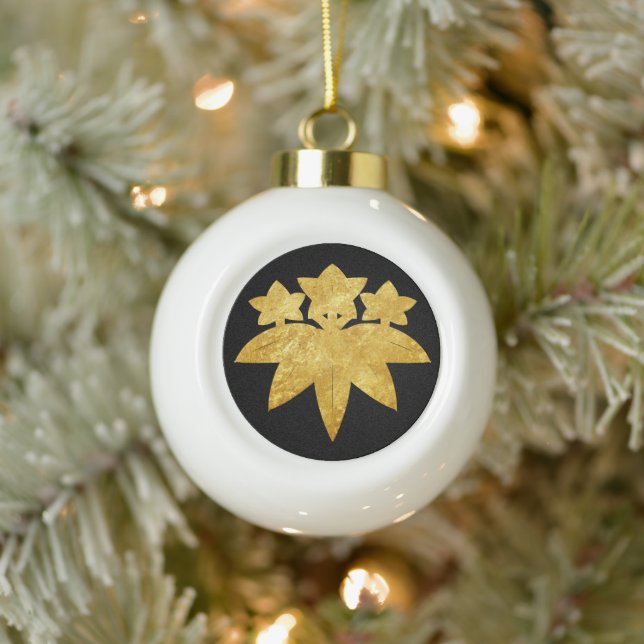 Orientale Imitats Gold Kamakura Minamoto Japan Mon Keramik Kugel-Ornament (Baum)