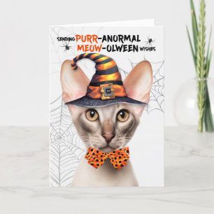Orientale Kurzhaarkatze PURRanormale MEOWolween Feiertagskarte
