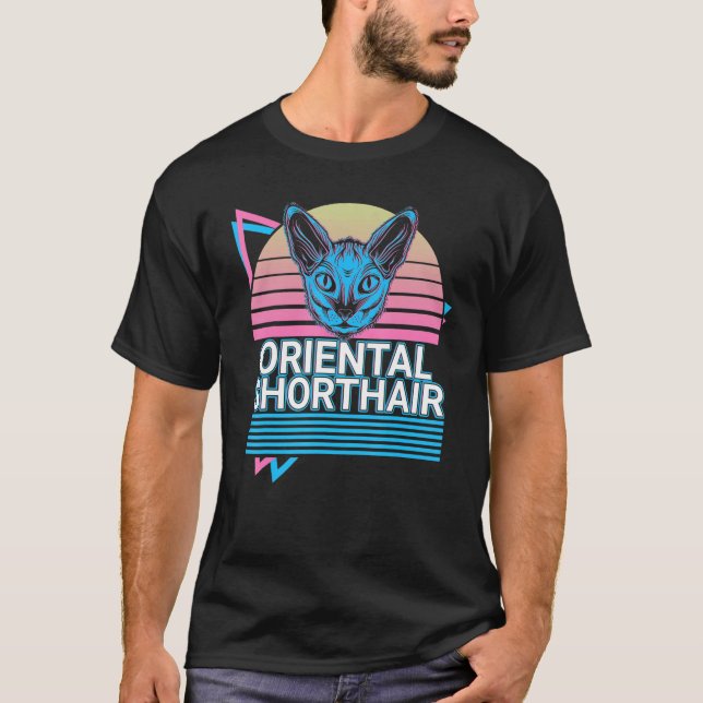 Orientale Kurzhaarkatze Retro T-Shirt (Vorderseite)