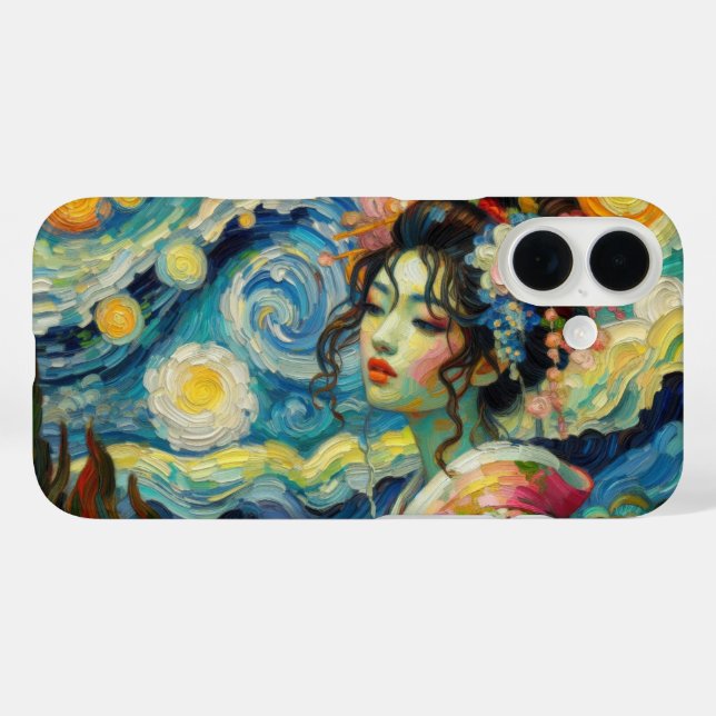 Orientale Schönheit Maiko Geisha Van Gogh mashup Case-Mate iPhone Hülle (Rückseite (Horizontal))