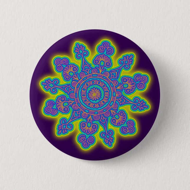 Orientale Snowflake Blume I + Ihr Backg. Ideen Button (Vorderseite)