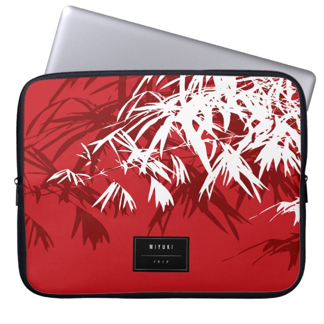 Orientale Stilvolle Chic Moderne Zen Red Bamboo Bl Laptopschutzhülle (Vorderseite)