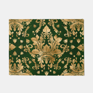 Orientale Vintage Damaskus - Grün und Gold Fußmatte