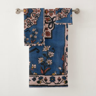 Orientaler blauer persischer türkischer Teppich Badhandtuch Set