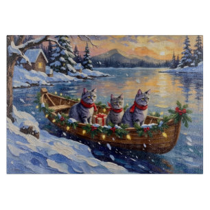 Orientaler Blaukatzen-Weihnachtsboot-Urlaub Schneidebrett