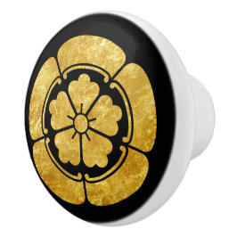 Orientaler falscher Gold-Oda-Japan-Mon-Vintage-Art Keramikknauf