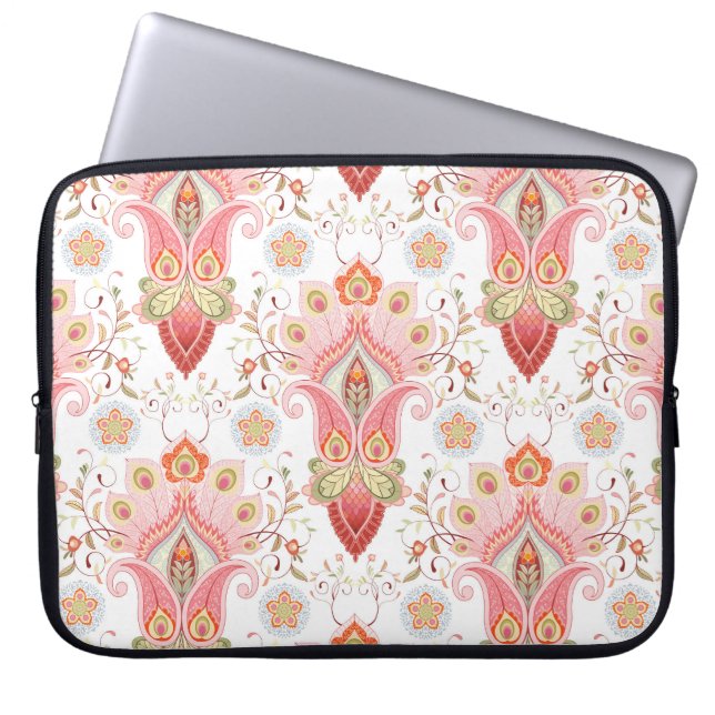 Orientaler Flair: Damask Peacock Paisley Laptopschutzhülle (Vorderseite)