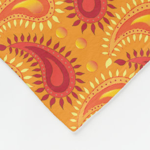 Orientaler Orange Persischer Paisley Muster Fleecedecke