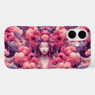 Orientalisch abstrakte Geisha rosa Wolken iPhone 16 Hülle
