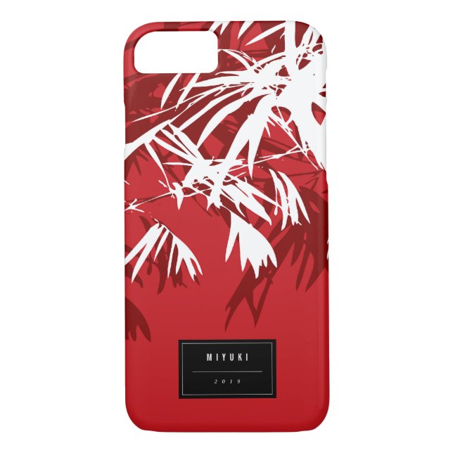 Orientalisch-asiatische Red-Bamboo-Blätter Zen Cas Case-Mate iPhone Hülle (Rückseite)