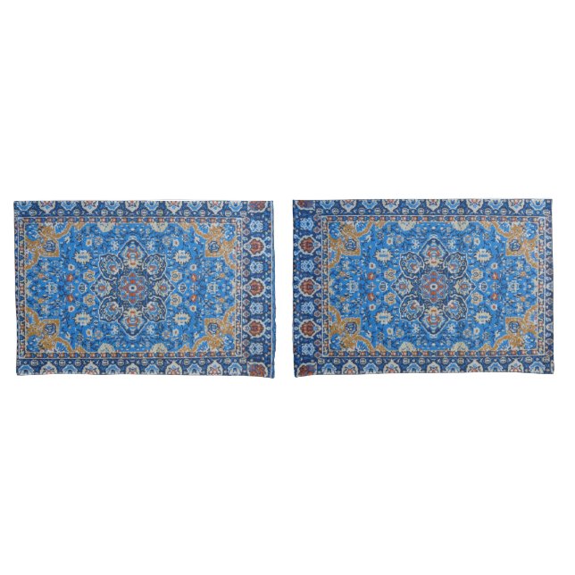 Orientalisch Blau Persischer Türkischer Teppich Kissenbezug (Vorderseite-Set)